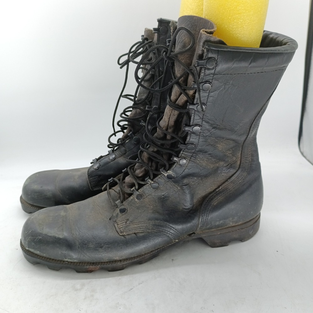 Vintage 80s Ro Search Boots 12 R Black Combat Military Leather Lace Up Jump s5